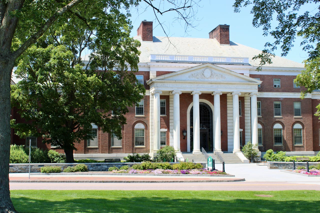 The Art of Drawing Readers In: Your attractive post title goes here Elegant brick university building with columns in Burlington, VT.